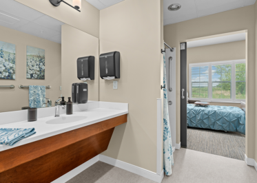 Each of these 1 bedroom / 1 bath suites feature large, open bedrooms, and each floor plan is tailored to the specific care needs of each Resident