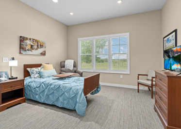 Each of these 1 bedroom / 1 bath long-term care suites feature large, open bedrooms, and each floor plan is tailored to the specific care needs of each Resident