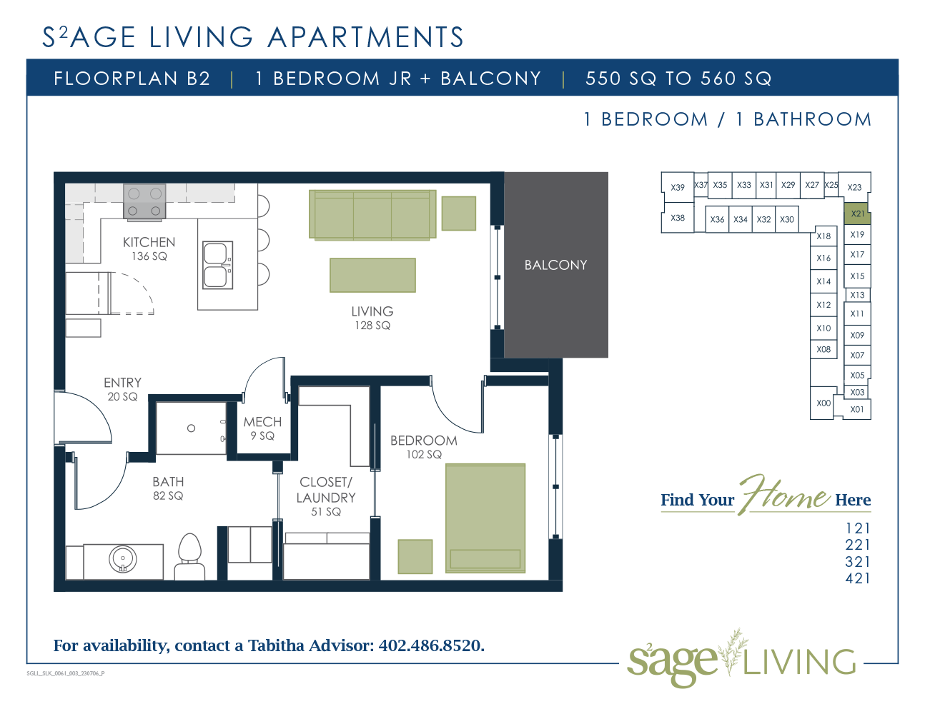 S2age Living Floor Plan, Apartment B2