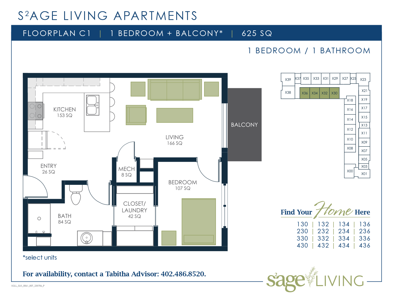 S2age Living Floor Plan, Apartment C1