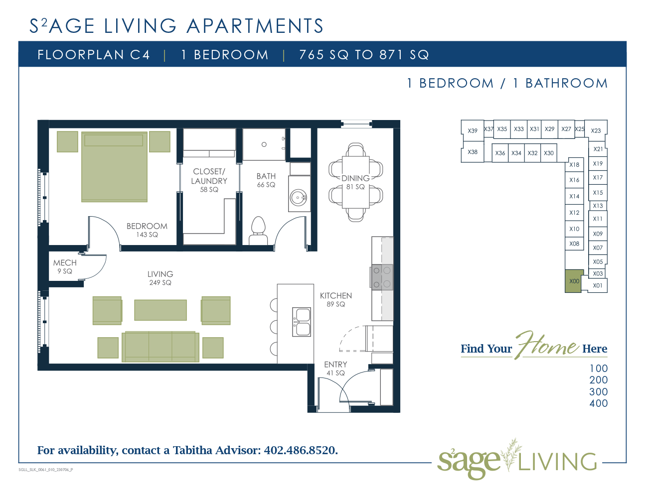 S2age Living Floor Plan, Apartment C4