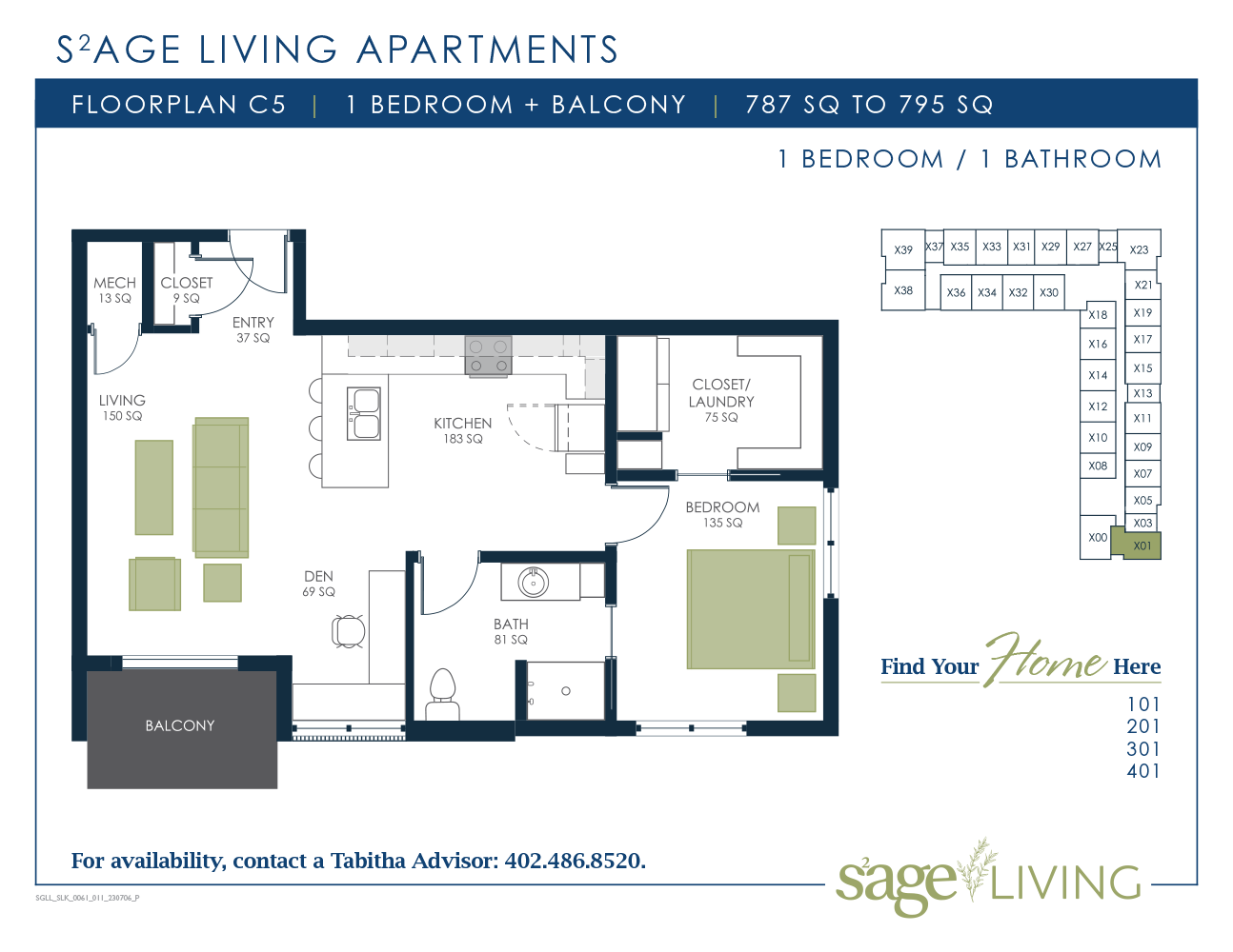 S2age Living Floor Plan, Apartment C5
