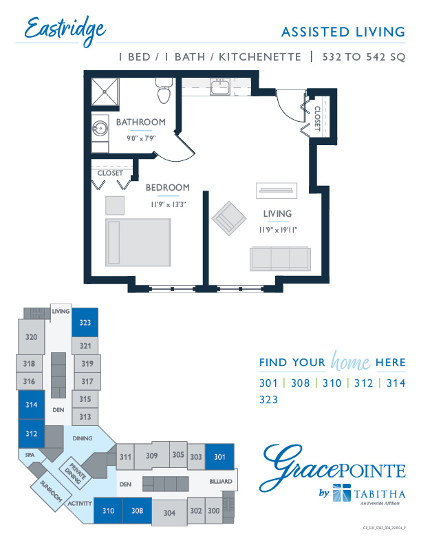 GracePointe Assisted Living Floor Plans: Eastridge